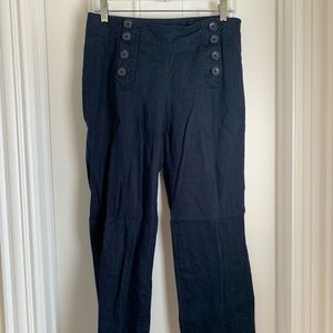 Banana Republic Navy Linen Wide Leg Pants Size 6